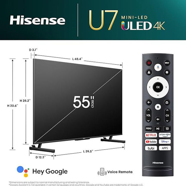صورة Hisense 55" Mini LED 4K TV - U7 55U7K